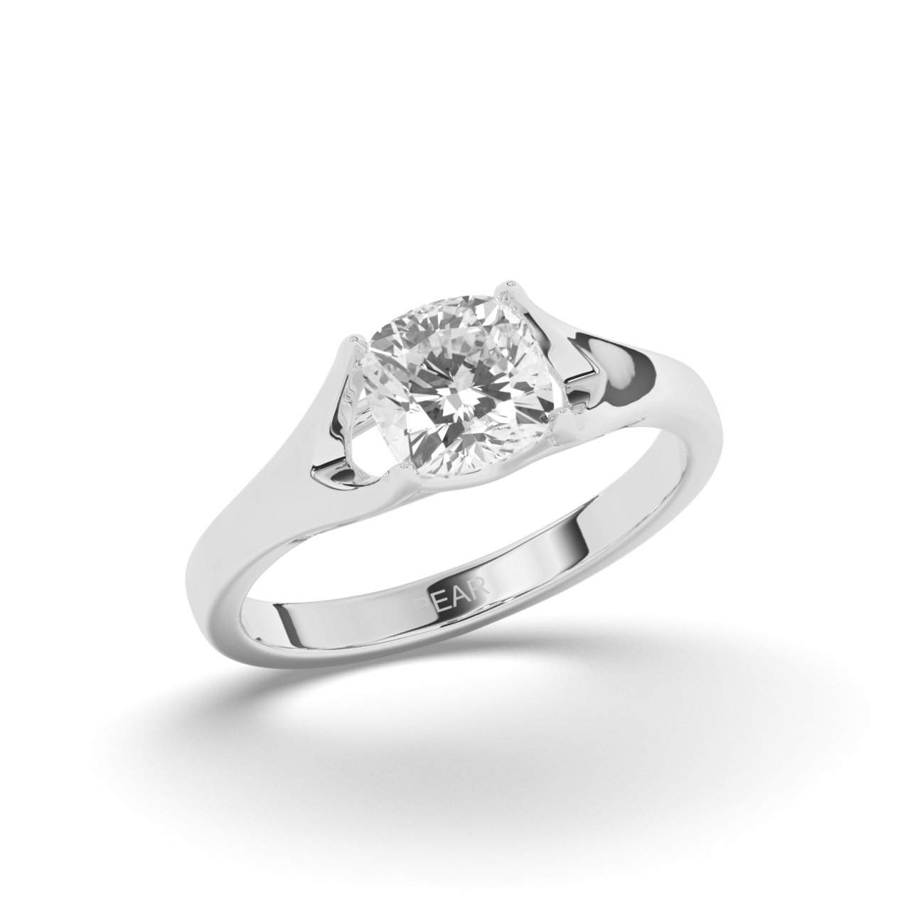 Round Lab-Grown Diamond Solitaire Cushion Ring - Pear Jewels